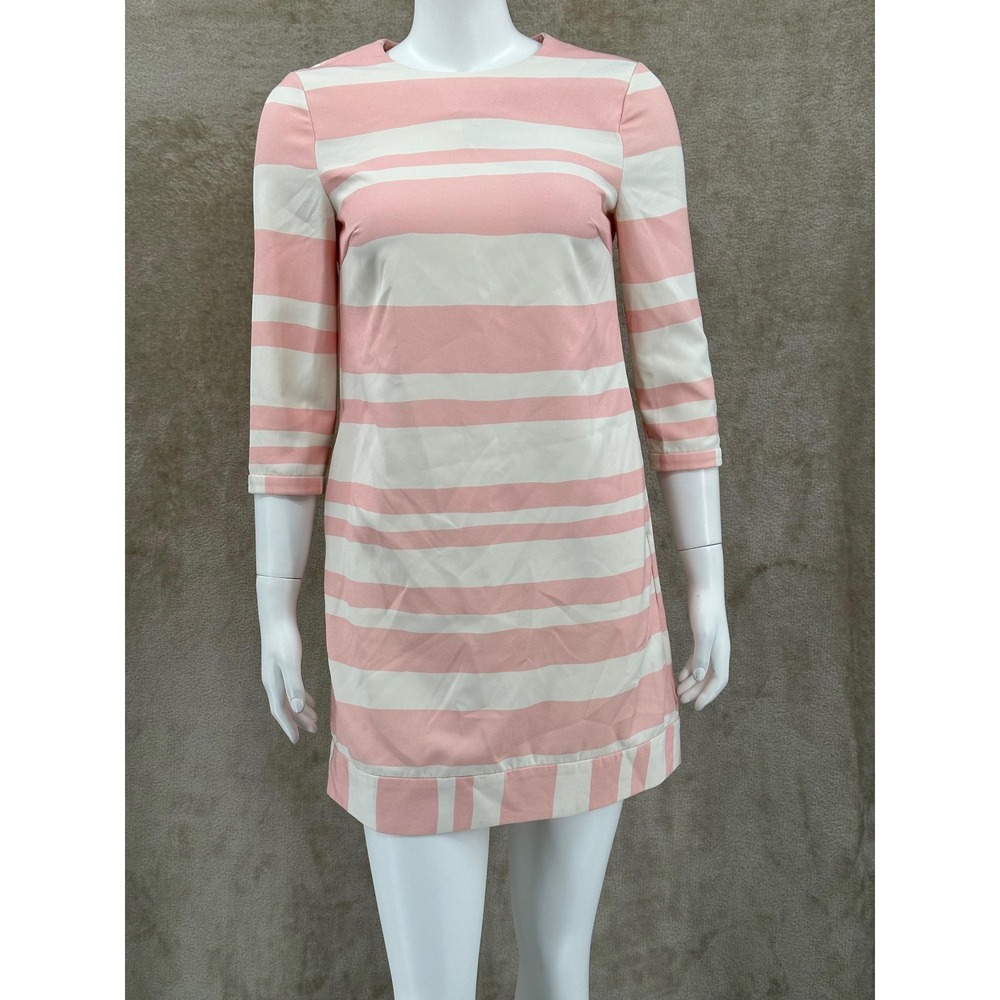 Ted Baker Dress Women 1 US 4 Pink Blush Jangle Two-Tone Stripe Shift Mini Preppy